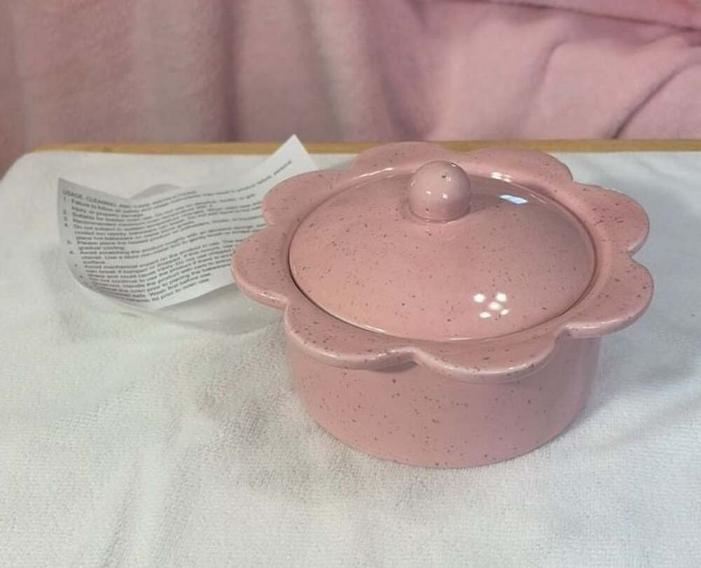 Target Bullseye's Playground Pink Speckled Flower Ceramic Pot With Lid